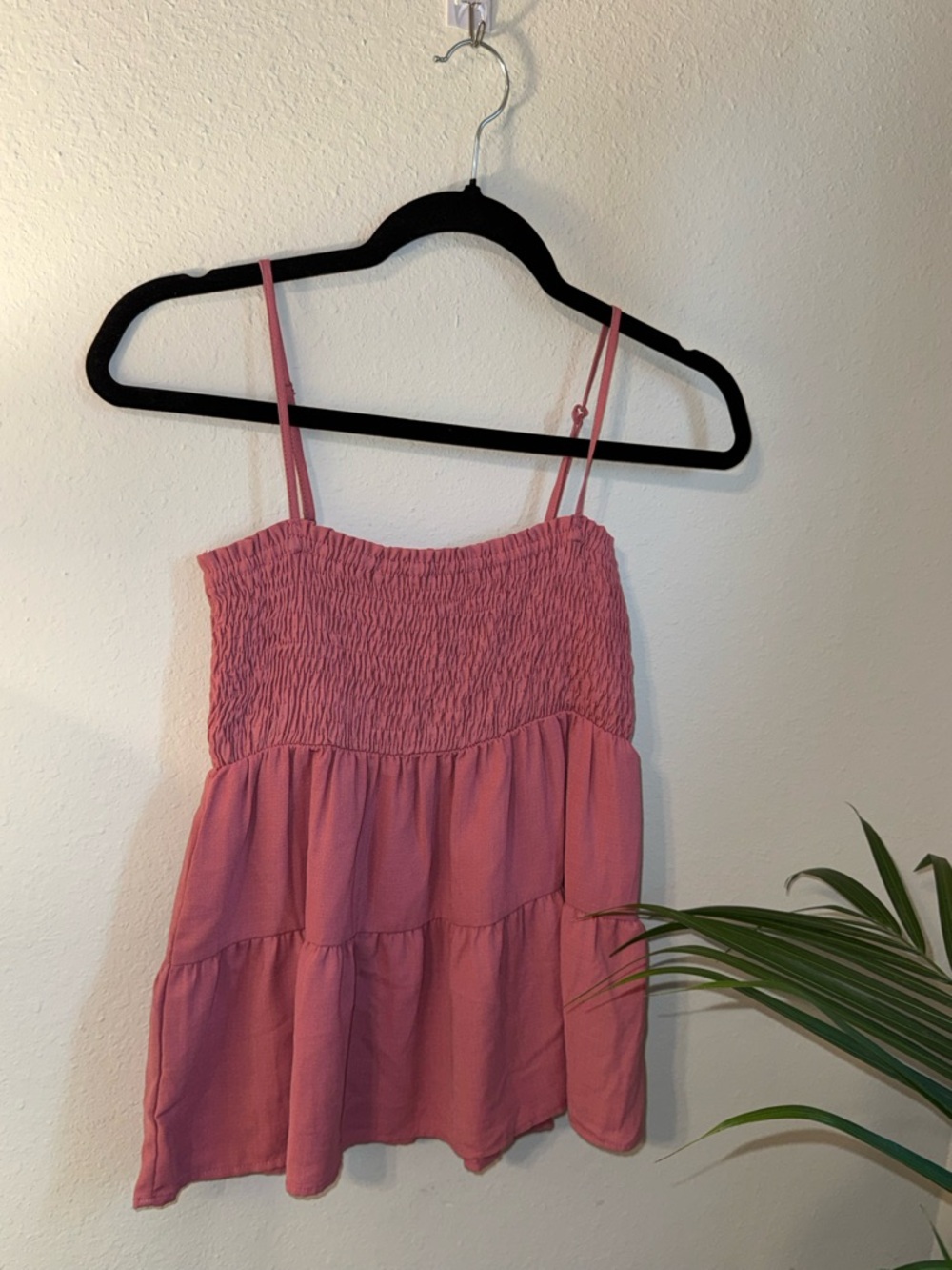 Women’s Pink Smocked Tiered Tank Top